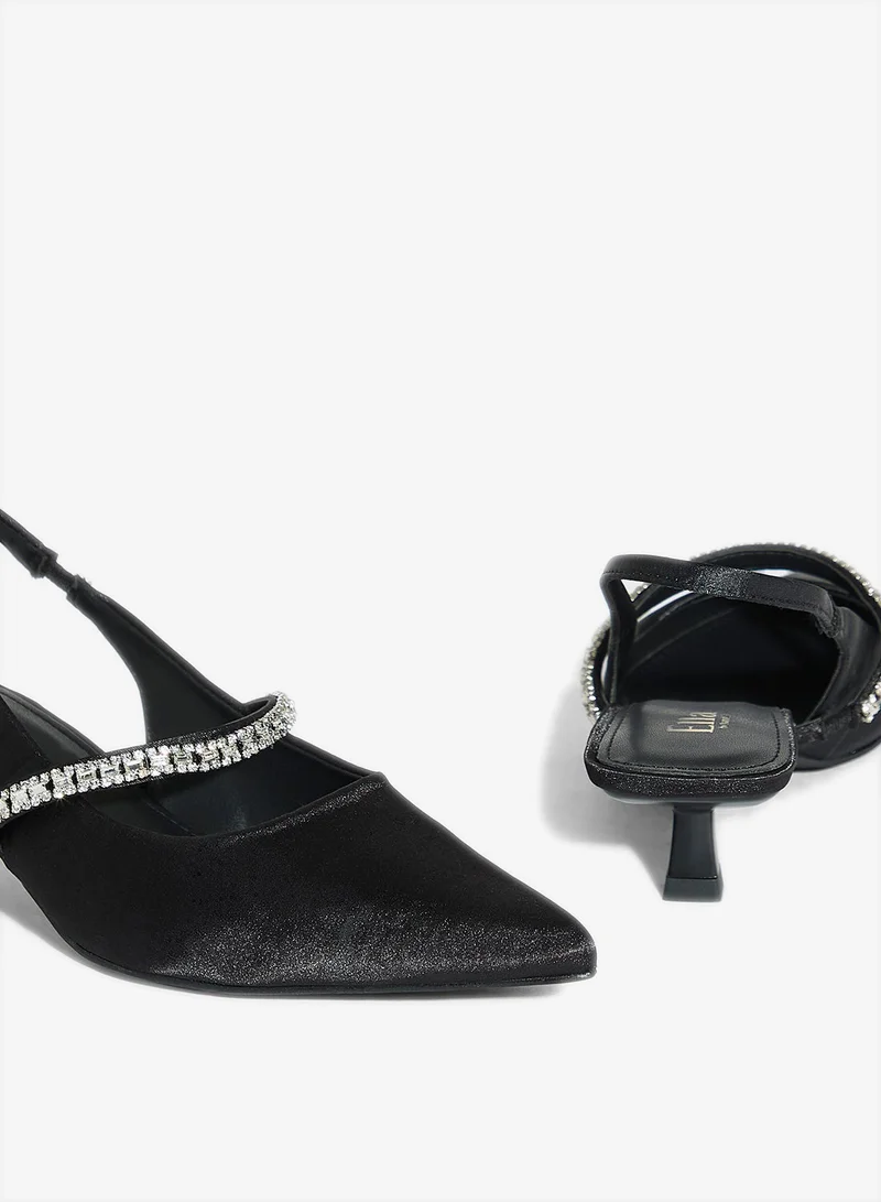 Ella Limited Edition Diamate  Satin Sling Back Pump