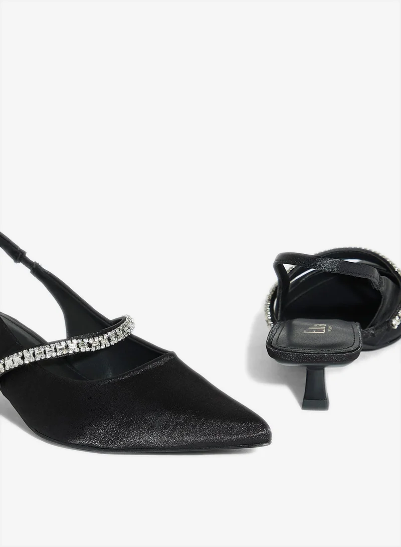 Ella Limited Edition  Diamate  Satin Sling Back Pump for Women | Best Price UAE