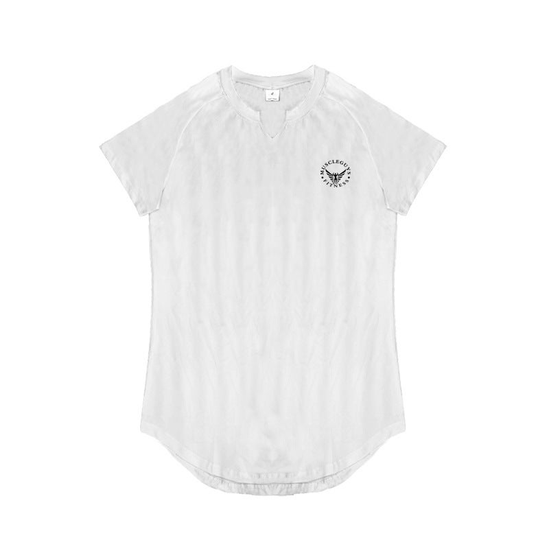 Milk silk fitness short sleeve personality small V-neck men's summer new quick-drying fashion hot top T-shirt - Image 1