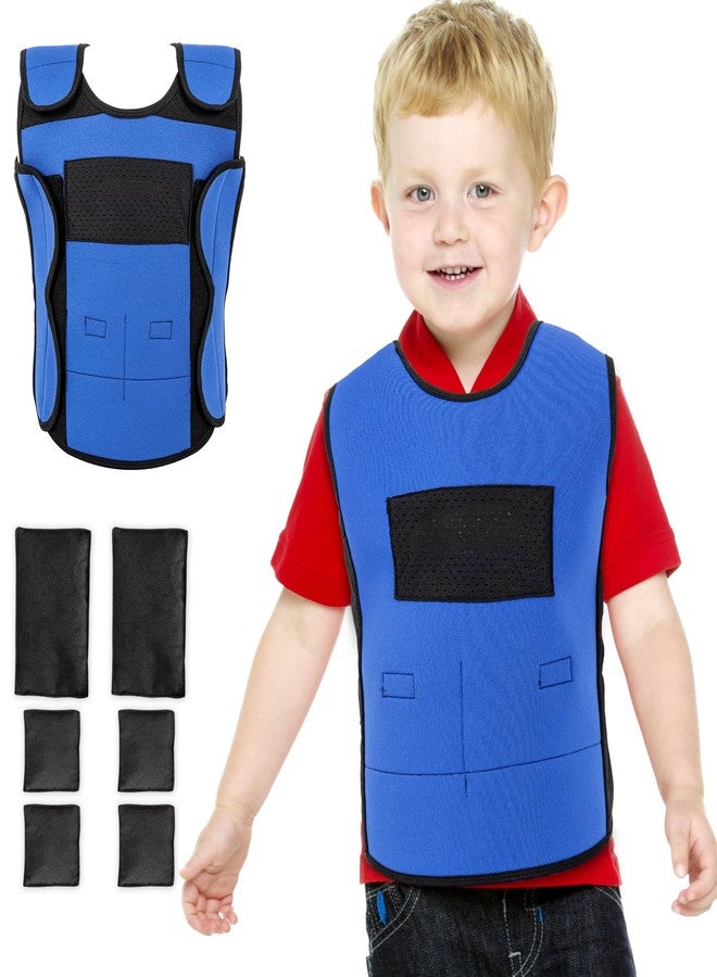 OUTREE Weighted Vest for Kids with Sensory Needs (Small, Ages 3-4, Compression Vest for Kids with ADHD and Autism, Weighted Vest Including 6 Removable Weights, Breathable Mesh Design (Blue - Image 1