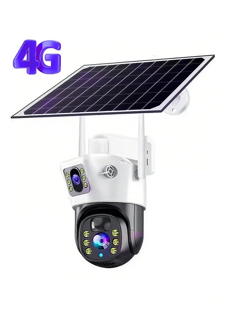 Generic 4MP 4G Solar Security Cameras, 4G Sim PTZ Cameras Outdoor for Home Security, 360° PTZ Surveillance Camera with Dual Lens, Night Vision, 2-Way Audio, PIR Motion Detection, Humanoid Auto Tracking  - Image 1