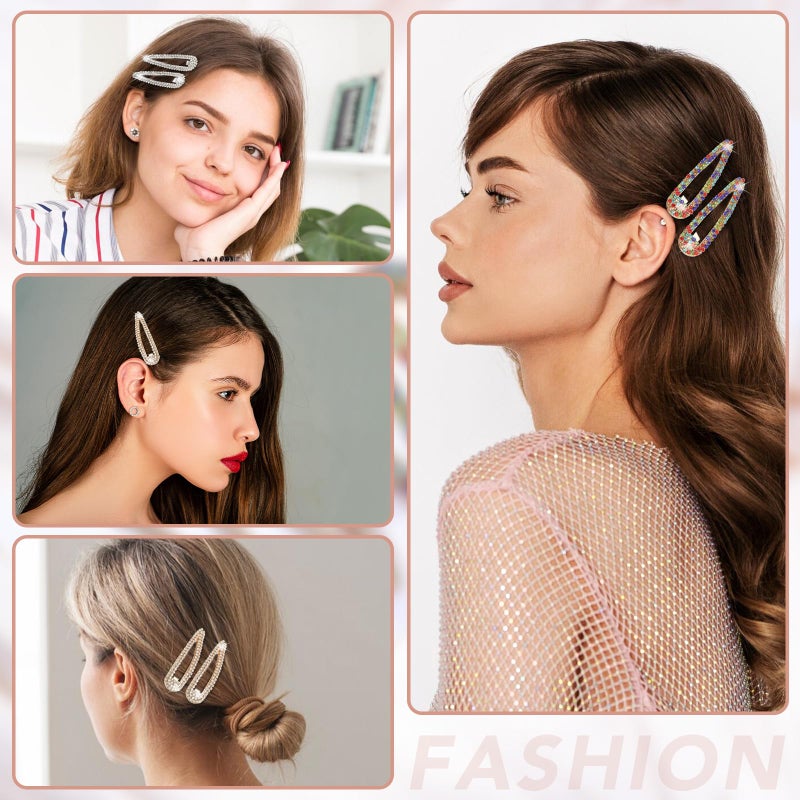 obeoby 2.4 Inch 3 Colors Rhinestone Hair Clips, 6PCS Hair Clips Snap Barrettes for Women Sparkly Hair Pins Decorative Hair Accessories for Girls Women - Image 5