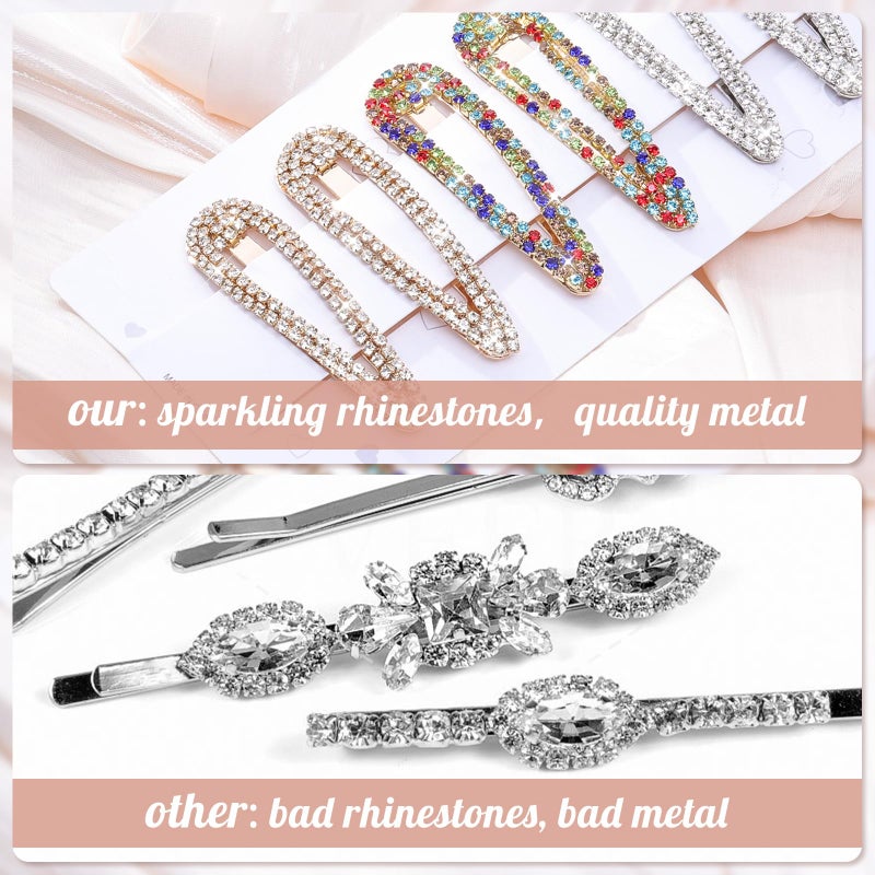 obeoby 2.4 Inch 3 Colors Rhinestone Hair Clips, 6PCS Hair Clips Snap Barrettes for Women Sparkly Hair Pins Decorative Hair Accessories for Girls Women - Image 4