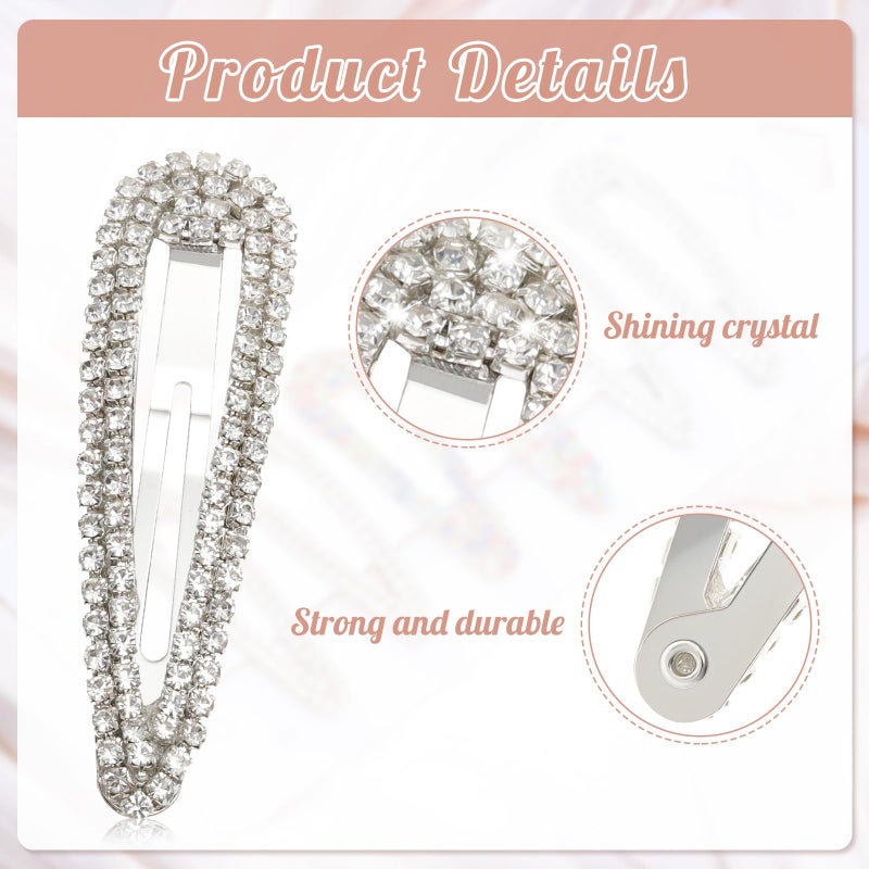 obeoby 2.4 Inch 3 Colors Rhinestone Hair Clips, 6PCS Hair Clips Snap Barrettes for Women Sparkly Hair Pins Decorative Hair Accessories for Girls Women - Image 3