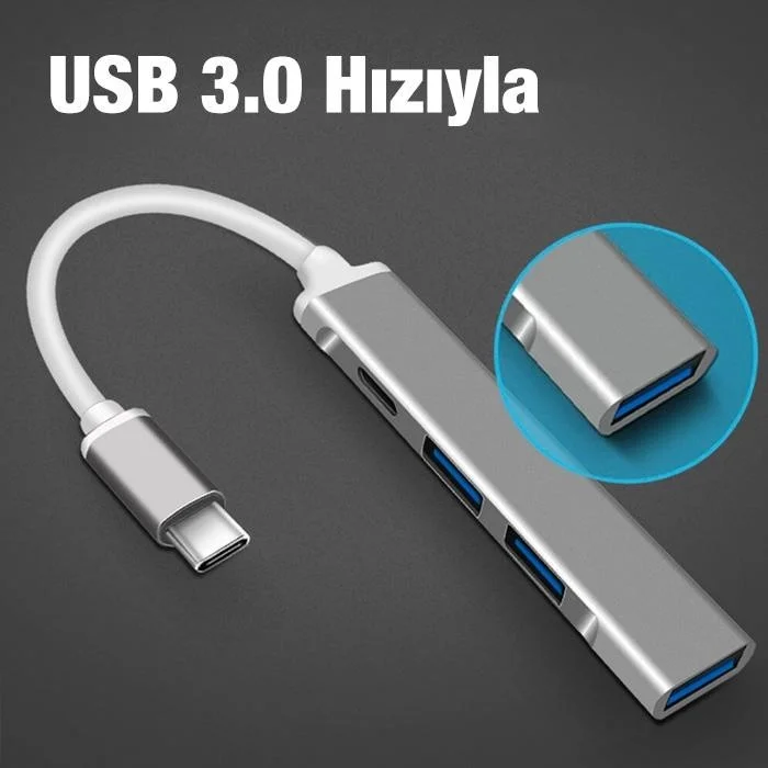 Polhammobile Polham 4in1 10W 4 USB Input Type C Converter Adapter, 5 Gbps Speed USB 3.0 Plug Play Adapter Hub