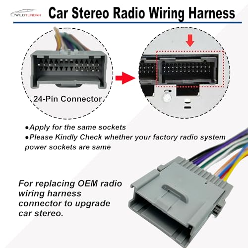 WildTundra Radio Wiring Harness for Chevy 2003-2012 GMC 2002-2012 Buick 2004-2009 24Pin Car Stereo Harness Adapter with Antenna Car Radio Stereo Harness Install Kit for Colorado Envoy Terraza Hummer Impala - Image 3
