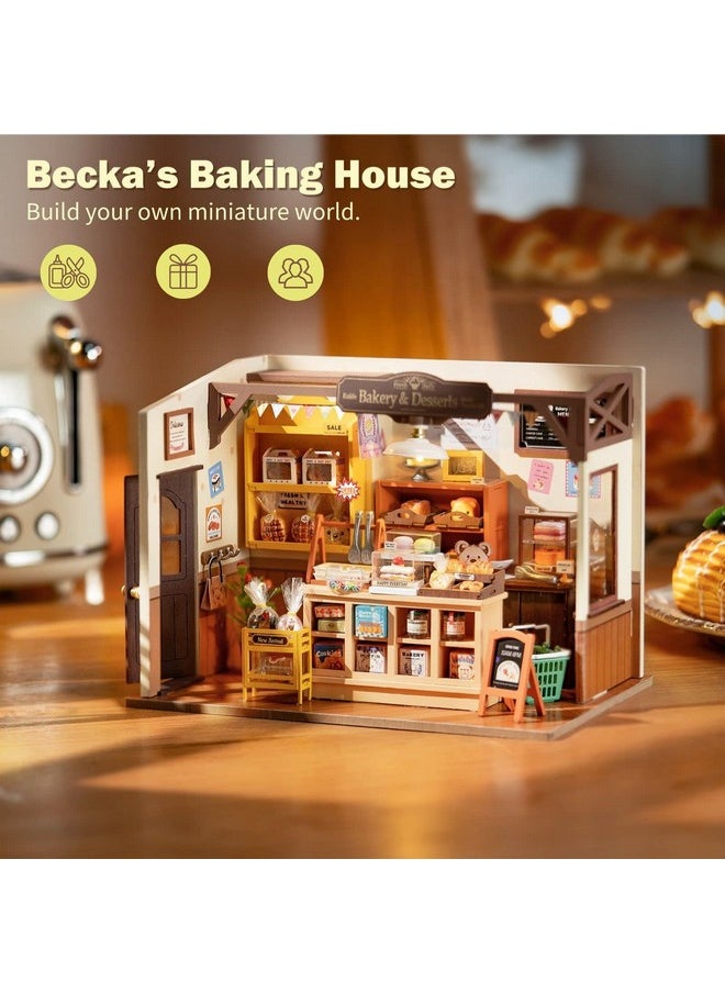 Rolife - Rolife DIY Miniature Doll House Kit, Build Becka's Bakery Diorama House Building Set with LED Room Hobby Craft for Aduls Uniue Gifts for Teens - Image 1