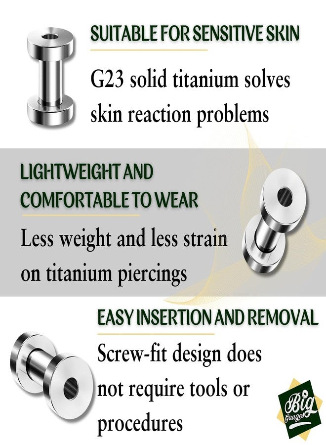 BIG GAUGES Pair of Titanium 6gauges 4 mm Screw-Fit Flesh Tunnels Piercing Jewelry Ear Earring Stretcher External Lobe Plugs BG8786 - Image 3