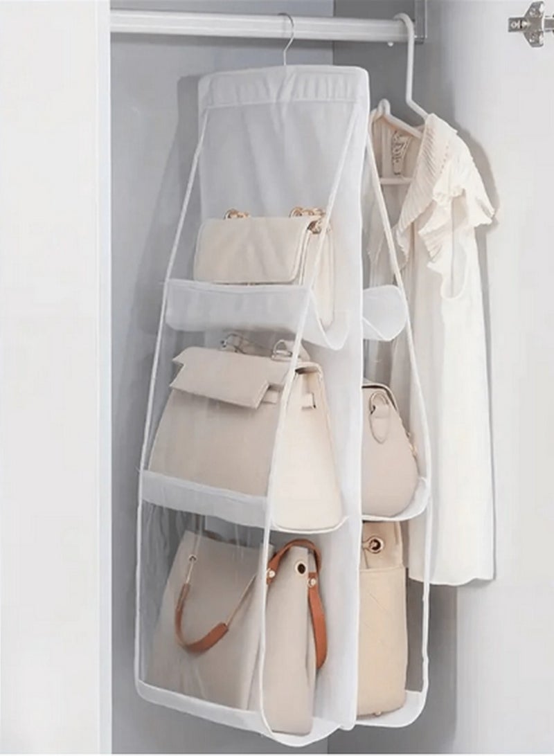 Hanging Closet Organizer for Handbags - Multi-Tier with Transparent Pockets for Space-Saving Storage - Image 1