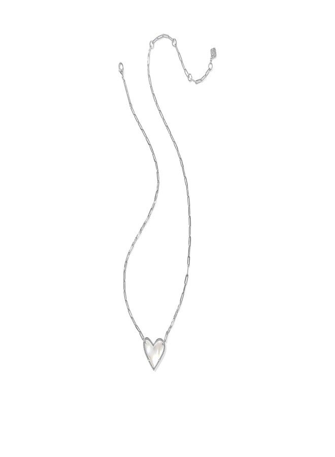 Kendra Scott, Womens, Ari Heart Statement Short Pendant Necklace, Silver Ivory Mother-of-Pearl, One Size - Image 2