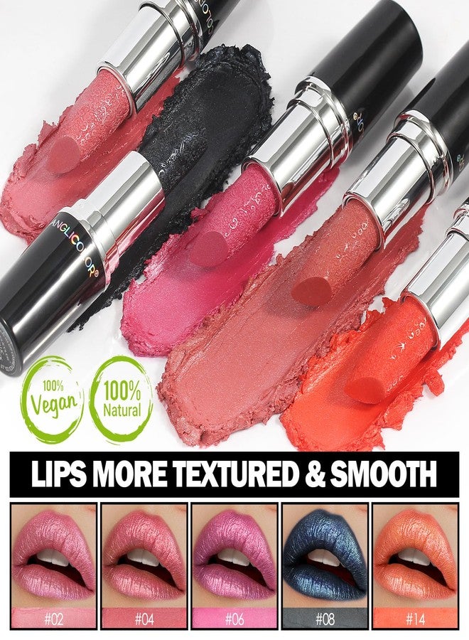 Anglicolor Glitter Metallic Pink Lipstick,High Impact Lipcolor,Lightweight Hydrating Formula Smooth and Non-Sticky,Rose Lipstick For Women,Full-Coverage Lip Makeup (04 BLUSH WINES, 4g) - Image 5