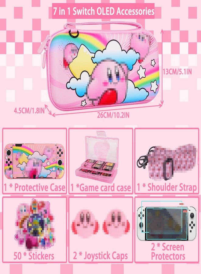 TIKOdirect Carrying Case for Switch OLED, Cute Portable Travel Bag in Newest Updated Design of Pink Interior with Soft Protective Case, Screen Protectors and Thumb Grip caps, Pink - Image 5