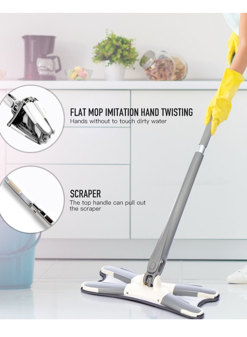 ممسحة أرضية من الألياف الدقيقة من نوع X مع مقبض طويل، غسل يدوي، دوران، امتصاص قوي للماء، أدوات تنظيف منزلية - Image 3