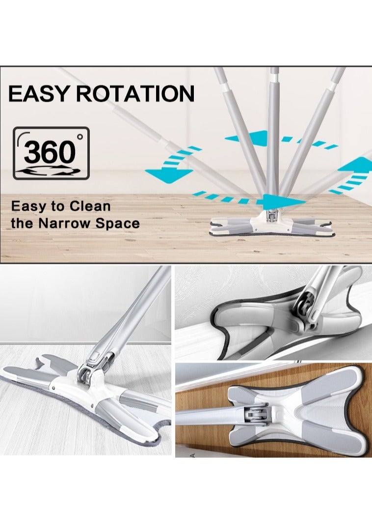 ممسحة أرضية من الألياف الدقيقة من نوع X مع مقبض طويل، غسل يدوي، دوران، امتصاص قوي للماء، أدوات تنظيف منزلية - Image 4