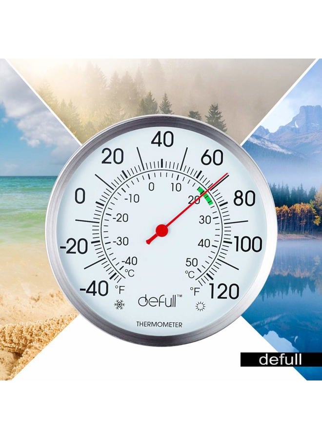 defull 5'' Large Dial Indoor Outdoor Thermometer, Battery-Free - Stainless Steel Indoor Thermometer Wall Mount or Table Stand, Easy-Read Fahrenheit/Celsius (-40°F to 120°F) for Patio, Garage, Home - Image 2
