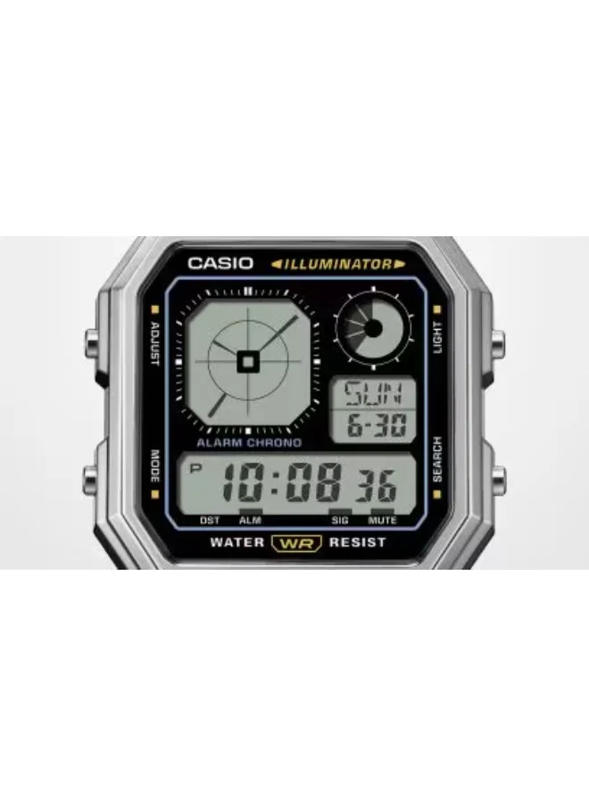 كاسيو Unisex Stainless Steel Digital Watch A130WE-1ADF - 33.9 mm