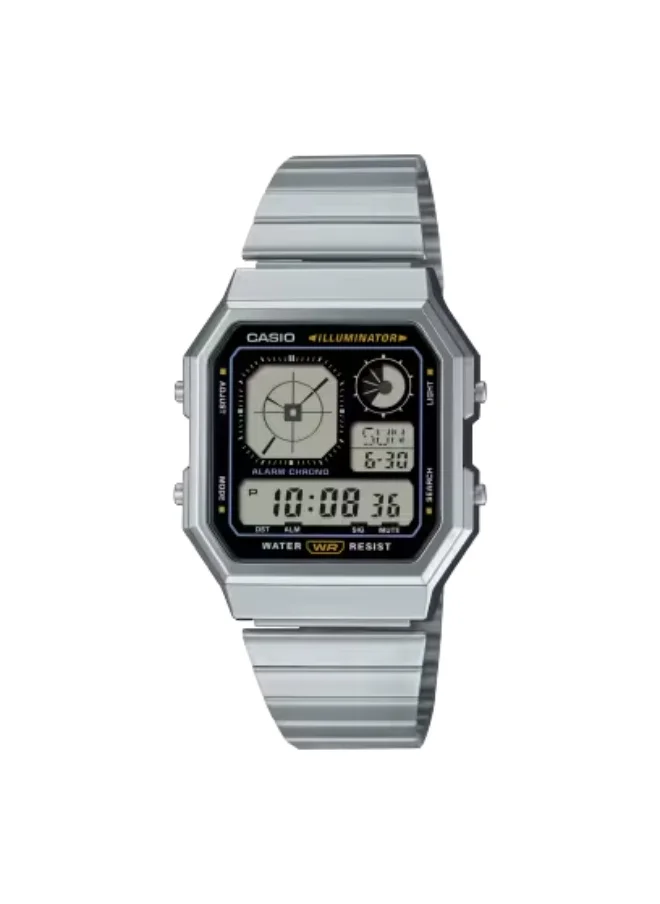 كاسيو Unisex Stainless Steel Digital Watch A130WE-1ADF - 33.9 mm