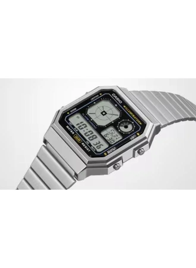CASIO Unisex Stainless Steel Digital Watch A130WE-1ADF - 33.9 mm