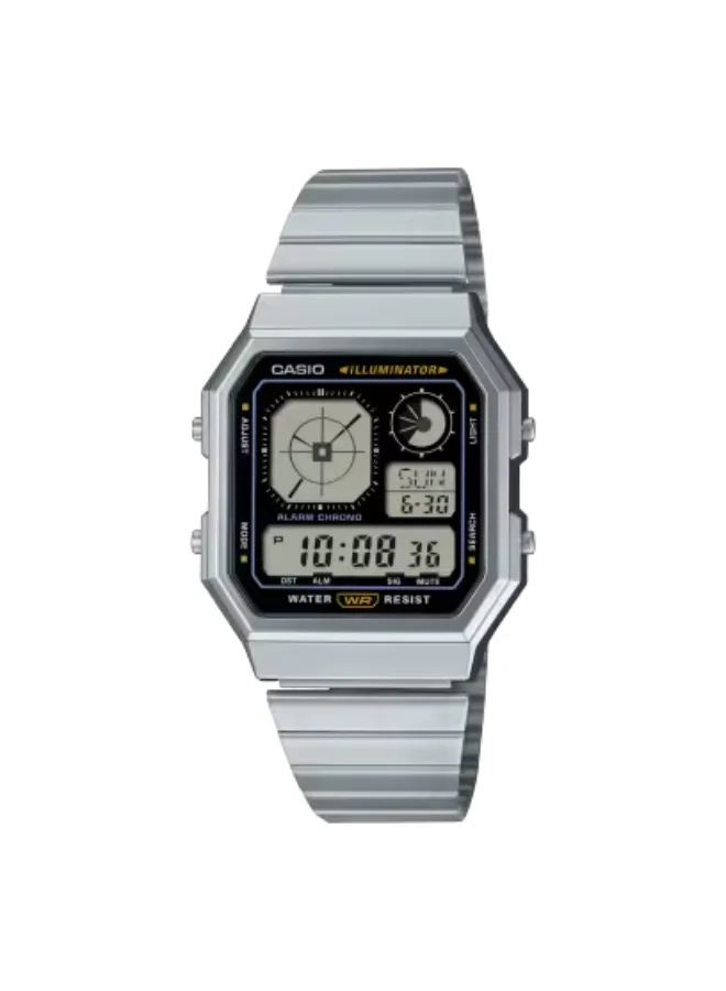 CASIO Unisex Stainless Steel Digital Watch A130WE-1ADF - 33.9 mm