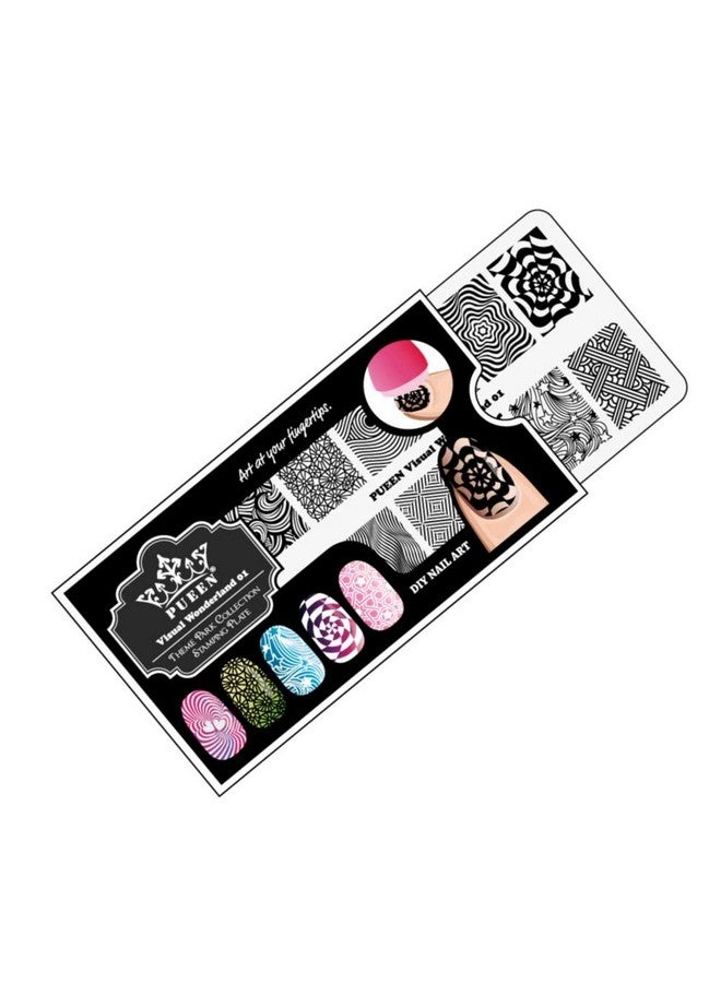 PUEEN Nail Art Stamping Plate Visual Wonderland 01 Theme Park Collection 125X65Mm Unique Nailart Polish Stamping Manicure Image Plates Accessories Kit Bh000714 - Image 1
