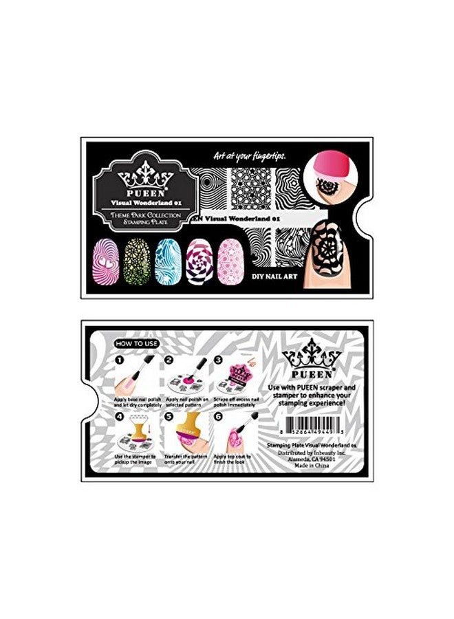 PUEEN Nail Art Stamping Plate Visual Wonderland 01 Theme Park Collection 125X65Mm Unique Nailart Polish Stamping Manicure Image Plates Accessories Kit Bh000714 - Image 4