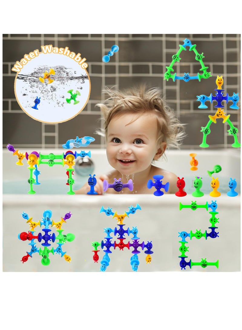 Excefore 38 Piece Suction Cup Toys Bath Toys for Kids Ages 3+ , Kids Toddlers Family Game Preschool Learning Sensory Suction Cup Toys Montessori Classroom Toys for Kids, XP-002 - Image 1