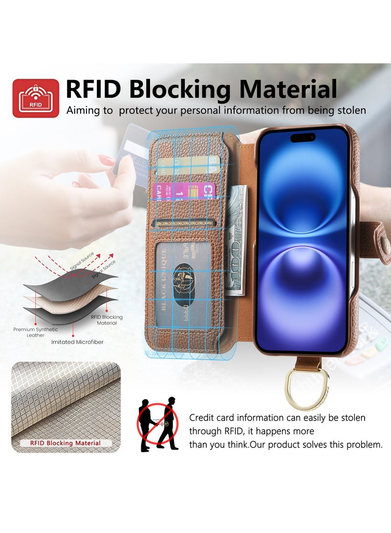 YANCI iPhone 16 Pro Case, iPhone 16 Pro Wallet Case with Card Holder,iPhone 16 Pro Phone Cover,Leather Flip Folio Case for iPhone 16 Pro 6.3'' - Image 2