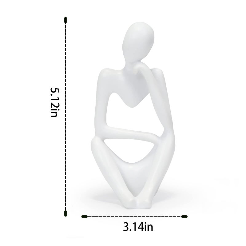 INNOLITES Resin Statue Thinker Style Decoration Abstract Sculptures Collectible Figurines for Home Decor Modern Office Shelf Desktop(White Right) - Image 2