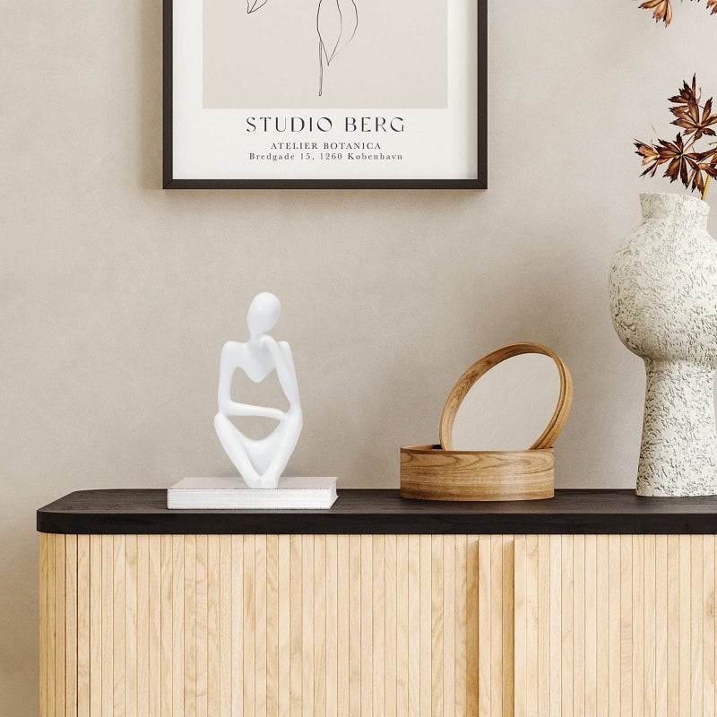 INNOLITES Resin Statue Thinker Style Decoration Abstract Sculptures Collectible Figurines for Home Decor Modern Office Shelf Desktop(White Right) - Image 4