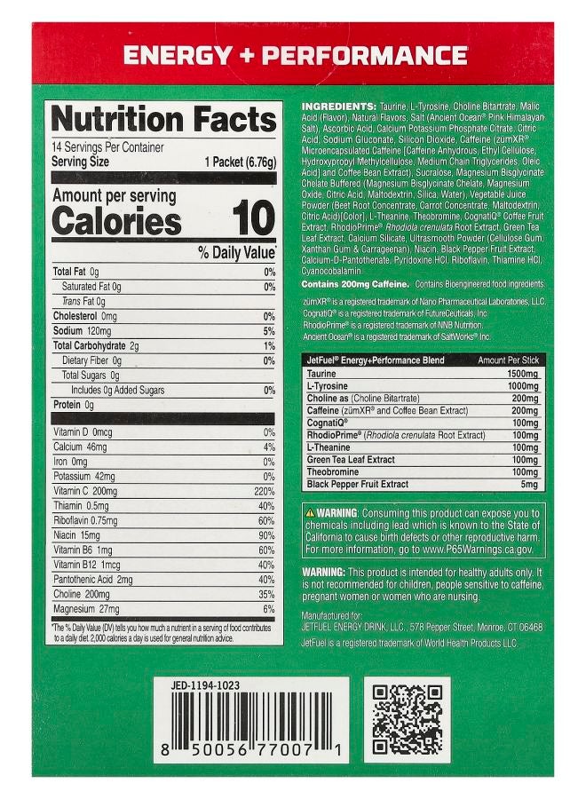 GAT JetFuel® Energy + Performance Energy Sticks Watermelon 14 Stick Packs 0.24 oz (6.76 g) Each - Image 2