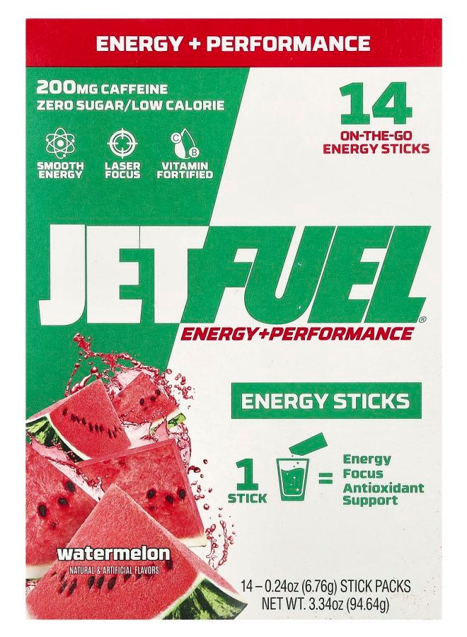 GAT JetFuel® Energy + Performance Energy Sticks Watermelon 14 Stick Packs 0.24 oz (6.76 g) Each - Image 1