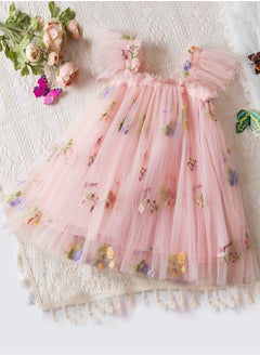 Generic Baby Girl Butterfly Princess Dress with Wings Design – Floral Mesh Party Dress for Newborns, Baby Girl Dress, Tulle Dress, Girls Frock, Newborn Baby Clothes – Pink  - Image 2