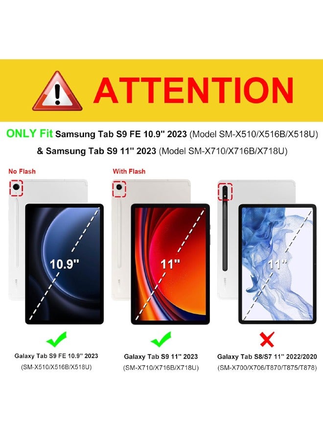 Samsung Galaxy Tab S9 FE 5G 10.9 inch/Galaxy Tab S9 11 inch 2023 Case, Multi-Angle Viewing Protective Case with Pocket, Durable Shockproof Leather Cover for Samsung Galaxy Tab S9/S9 FE 2023, Black  - Image 3