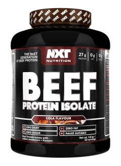 مسحوق بروتين اللحم البقري المعزول من NXT Nutrition - مسحوق بروتين غني بالأحماض الأمينية الطبيعية - باليو، صديق للكيتو - خالي من الألبان والغلوتين - تعافي العضلات | 1.8 كجم (كولا)