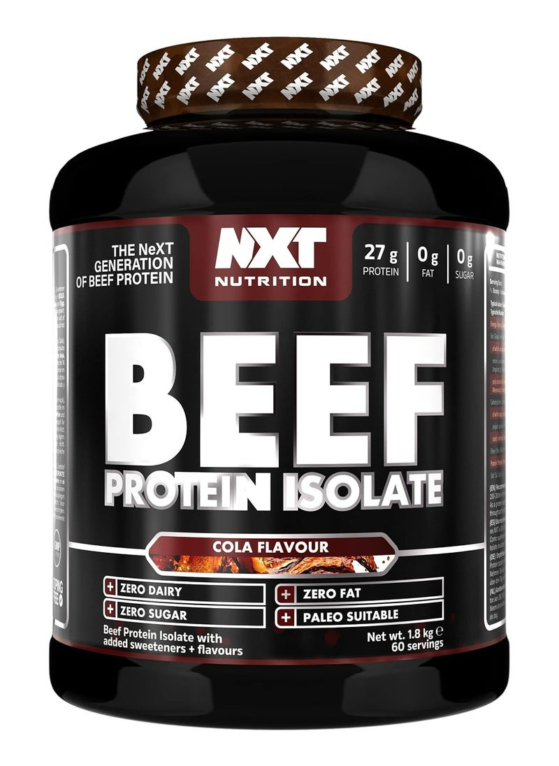 إن اكس تي نيوترشن - مسحوق بروتين اللحم البقري المعزول من NXT Nutrition - مسحوق بروتين غني بالأحماض الأمينية الطبيعية - باليو، صديق للكيتو - خالي من الألبان والغلوتين - تعافي العضلات | 1.8 كجم (كولا) - Image 1
