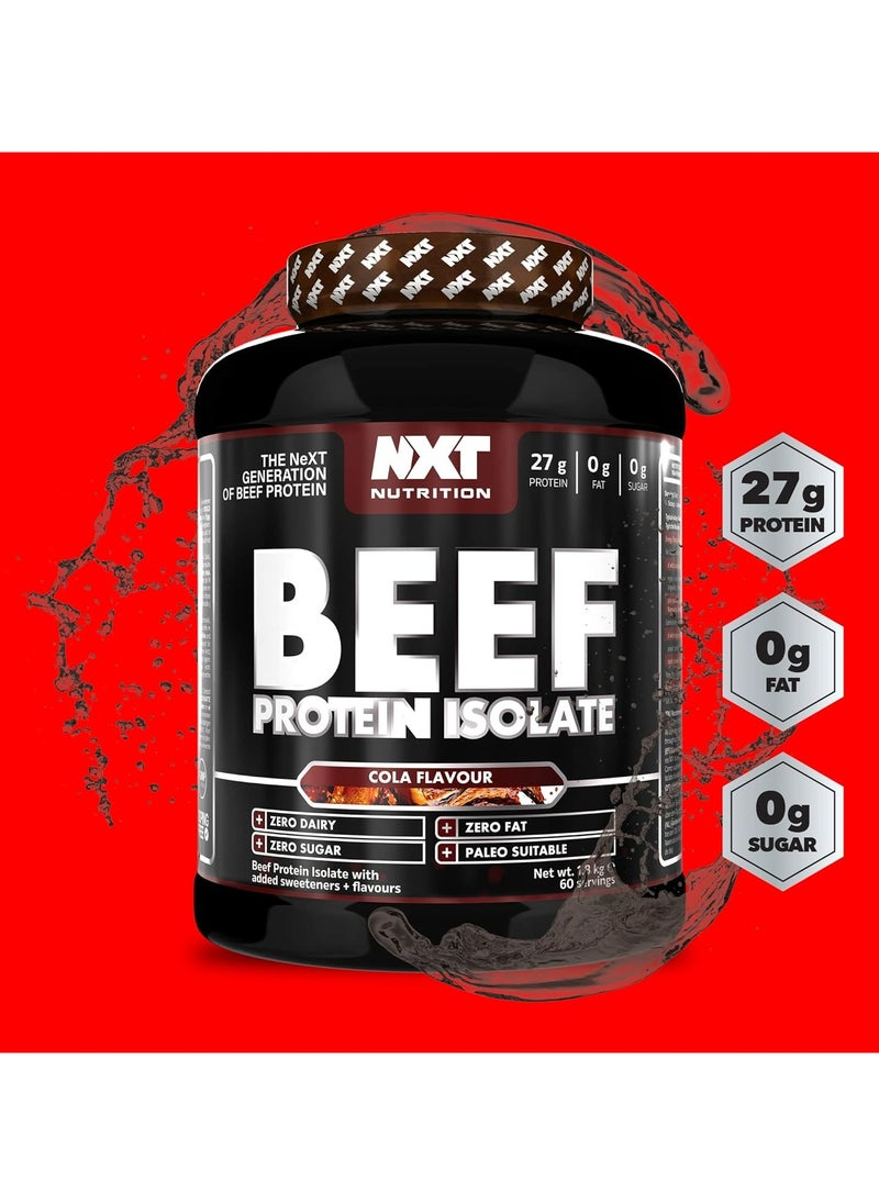 إن اكس تي نيوترشن - مسحوق بروتين اللحم البقري المعزول من NXT Nutrition - مسحوق بروتين غني بالأحماض الأمينية الطبيعية - باليو، صديق للكيتو - خالي من الألبان والغلوتين - تعافي العضلات | 1.8 كجم (كولا) - Image 1