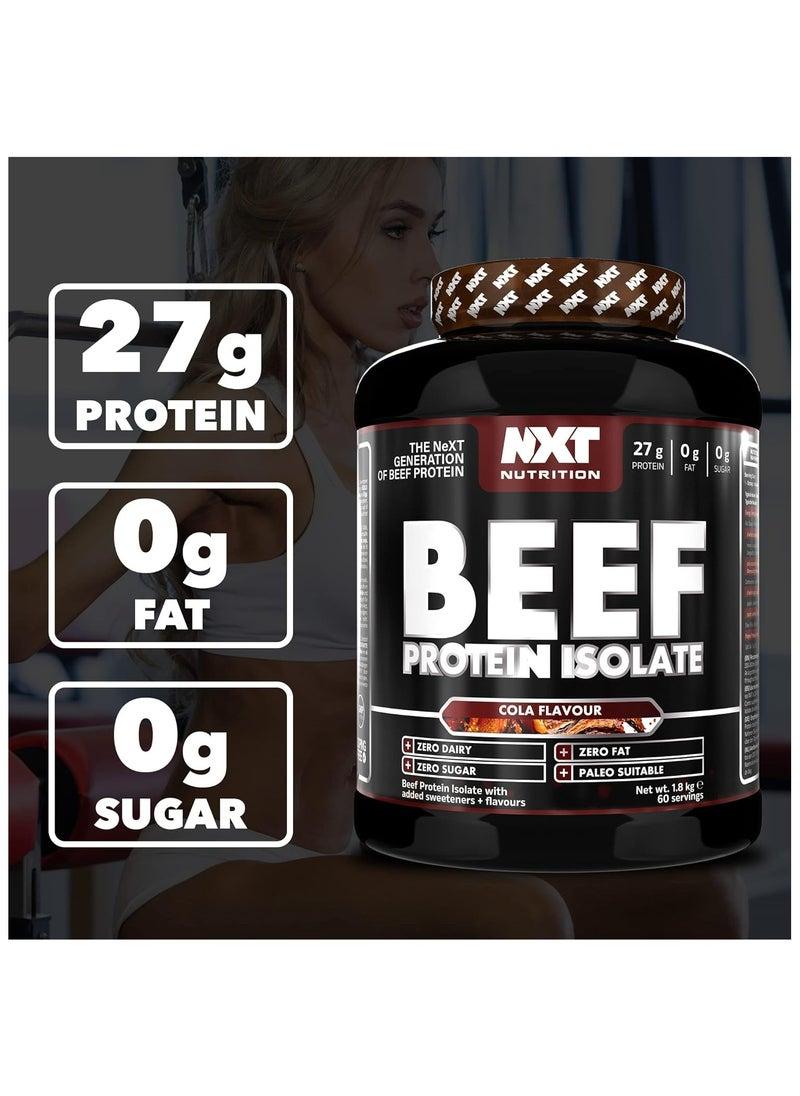 إن اكس تي نيوترشن - مسحوق بروتين اللحم البقري المعزول من NXT Nutrition - مسحوق بروتين غني بالأحماض الأمينية الطبيعية - باليو، صديق للكيتو - خالي من الألبان والغلوتين - تعافي العضلات | 1.8 كجم (كولا) - Image 1