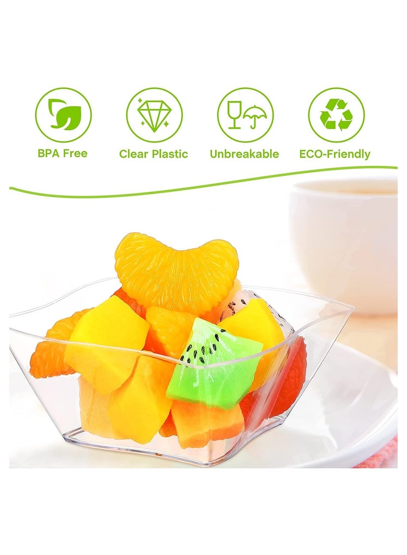 SYOSI 50PCS Mini Plastic Dessert Cups, Streamline Plastic Dessert Bowl Mini Dessert Bowl Compact Plastic Dessert Serving Bowls Dessert Serving Plastic Bowls for Sweet Treats Pudding Mousse Party (9 x 9cm) - Image 2