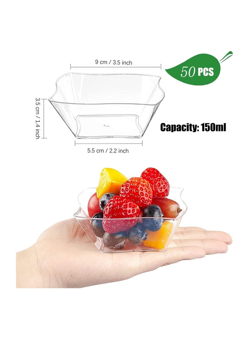 SYOSI 50PCS Mini Plastic Dessert Cups, Streamline Plastic Dessert Bowl Mini Dessert Bowl Compact Plastic Dessert Serving Bowls Dessert Serving Plastic Bowls for Sweet Treats Pudding Mousse Party (9 x 9cm) - Image 5