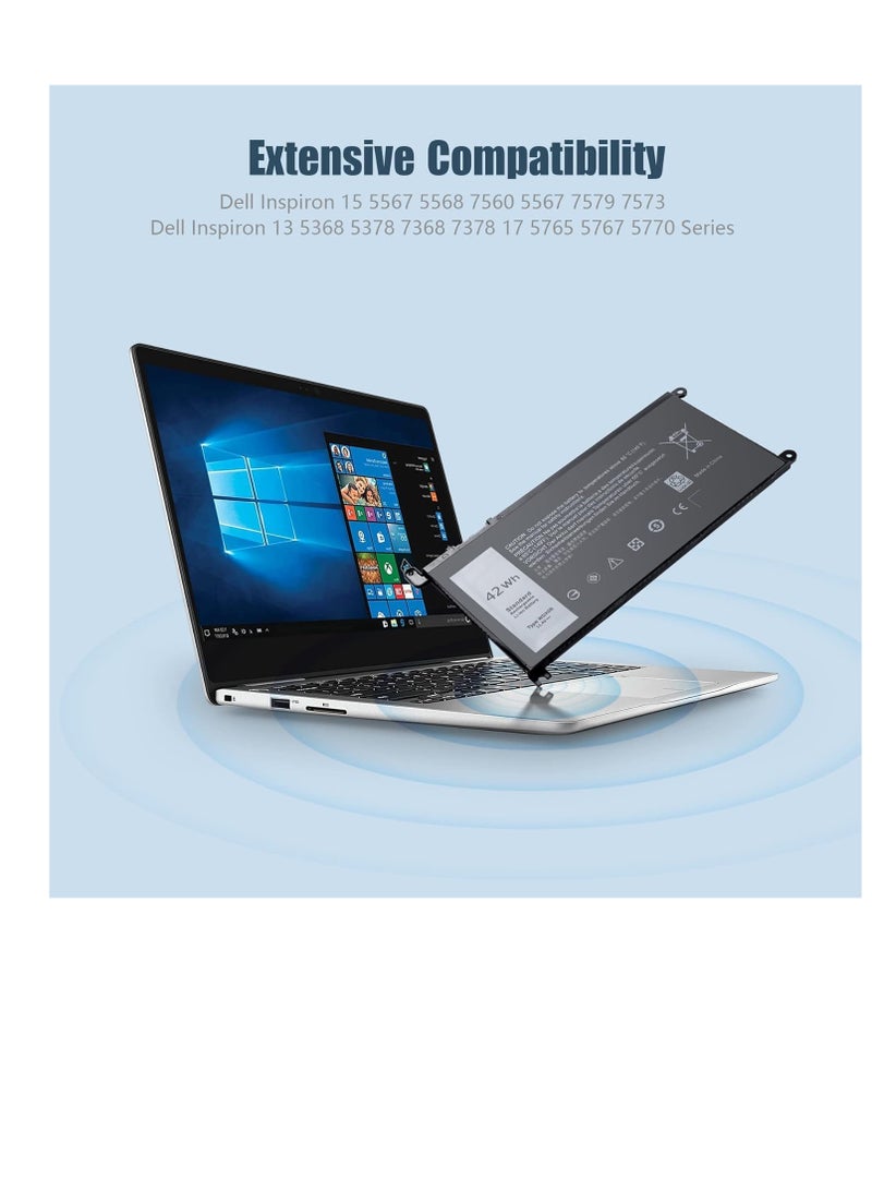 زيكسين بطارية WDX0R بقوة 42 واط في الساعة لأجهزة Dell Inspiron 13 5368 5378 5379 7368 7378 14-7460 15 5565 5567 5568 5578 7560 7570 7579 7569 P58F 17 5765 5767 FC92N 3CRH3 T2JX4 CYMGM[3 خلايا/11.4 فولت] - Image 5