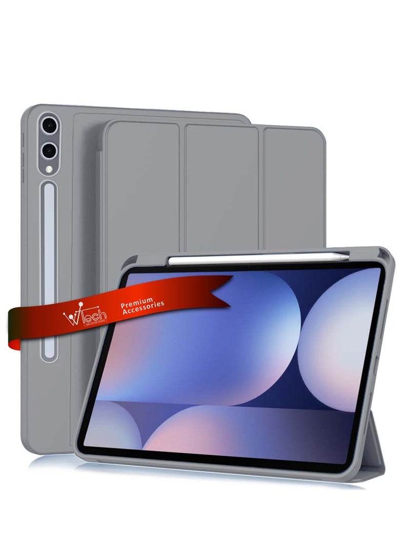 Wtech Samsung Galaxy Tab S10+ / S10 Plus 5G 2024 (12.4 inch) X820 X826B Smart Flip Auto Awake/Auto Sleep Leather Texture with Pen Holder Case Cover - Grey - Image 1