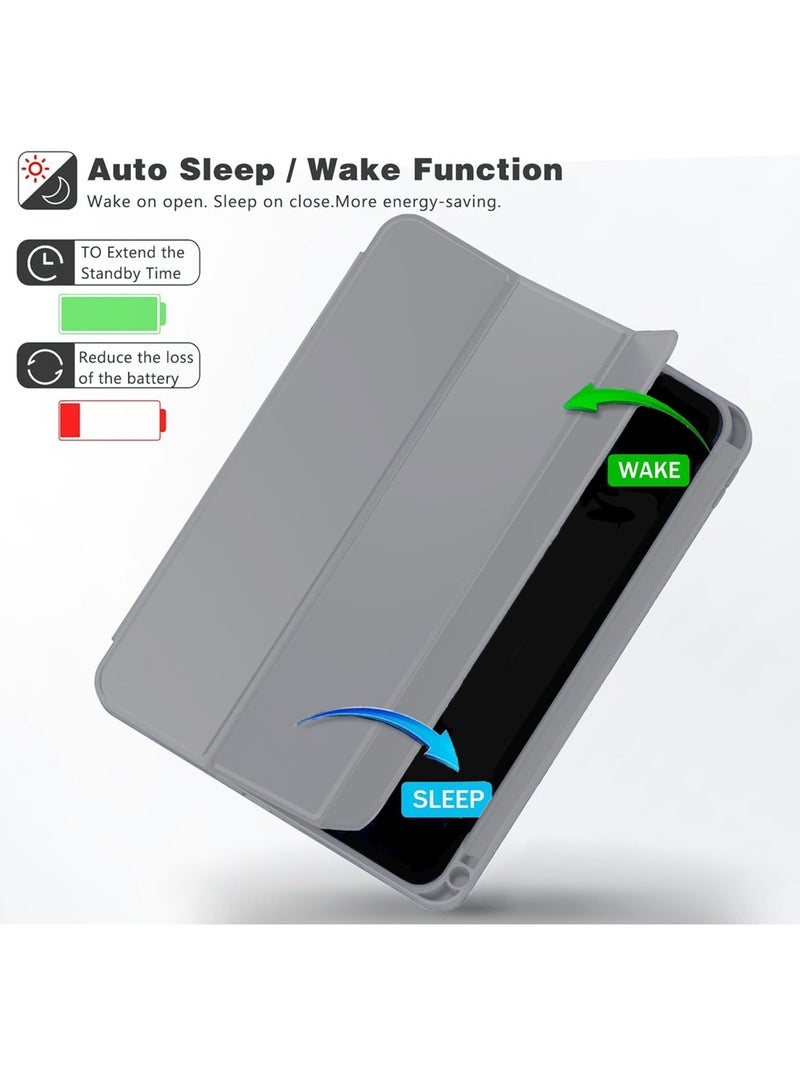 Wtech Samsung Galaxy Tab S10+ / S10 Plus 5G 2024 (12.4 inch) X820 X826B Smart Flip Auto Awake/Auto Sleep Leather Texture with Pen Holder Case Cover - Grey - Image 3