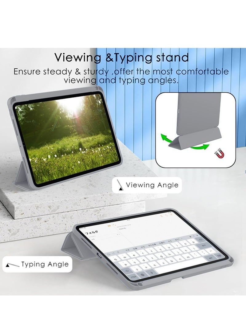 Wtech Samsung Galaxy Tab S10+ / S10 Plus 5G 2024 (12.4 inch) X820 X826B Smart Flip Auto Awake/Auto Sleep Leather Texture with Pen Holder Case Cover - Grey - Image 4