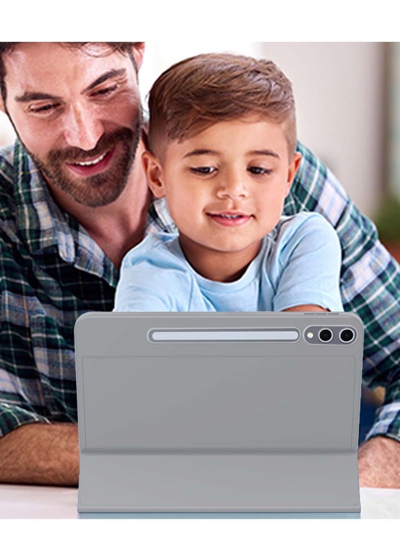 Wtech Samsung Galaxy Tab S10+ / S10 Plus 5G 2024 (12.4 inch) X820 X826B Smart Flip Auto Awake/Auto Sleep Leather Texture with Pen Holder Case Cover - Grey - Image 5