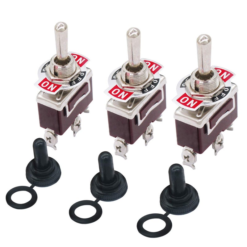 Generic Taiss 3pcs Switch Toggle Rocker Heavy Duty with Boot for 20A 125V SPDT 3 Position ON-OFF-ON Toggle Switch + 3pcs Waterproof Cover 2 Years Warranty Ten-1122  - Image 1