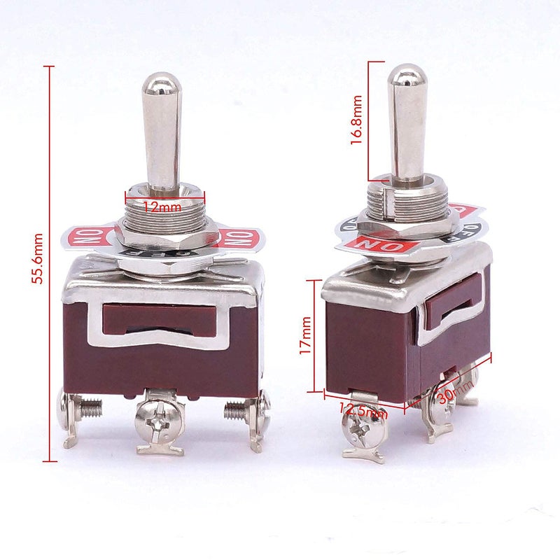 Generic Taiss 3pcs Switch Toggle Rocker Heavy Duty with Boot for 20A 125V SPDT 3 Position ON-OFF-ON Toggle Switch + 3pcs Waterproof Cover 2 Years Warranty Ten-1122  - Image 2