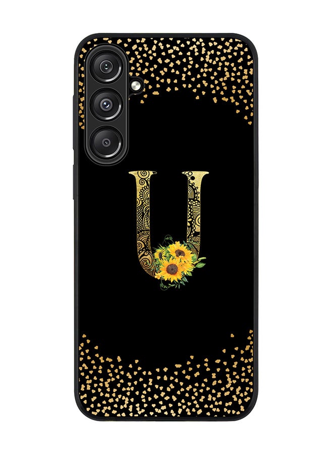Stylizedd For Samsung Galaxy A16 / A16 5G Case,Slim fit Camera Protection, Shockproof Thin Phone cover - Custom Floral Monogram - U ( Black ) - Image 1