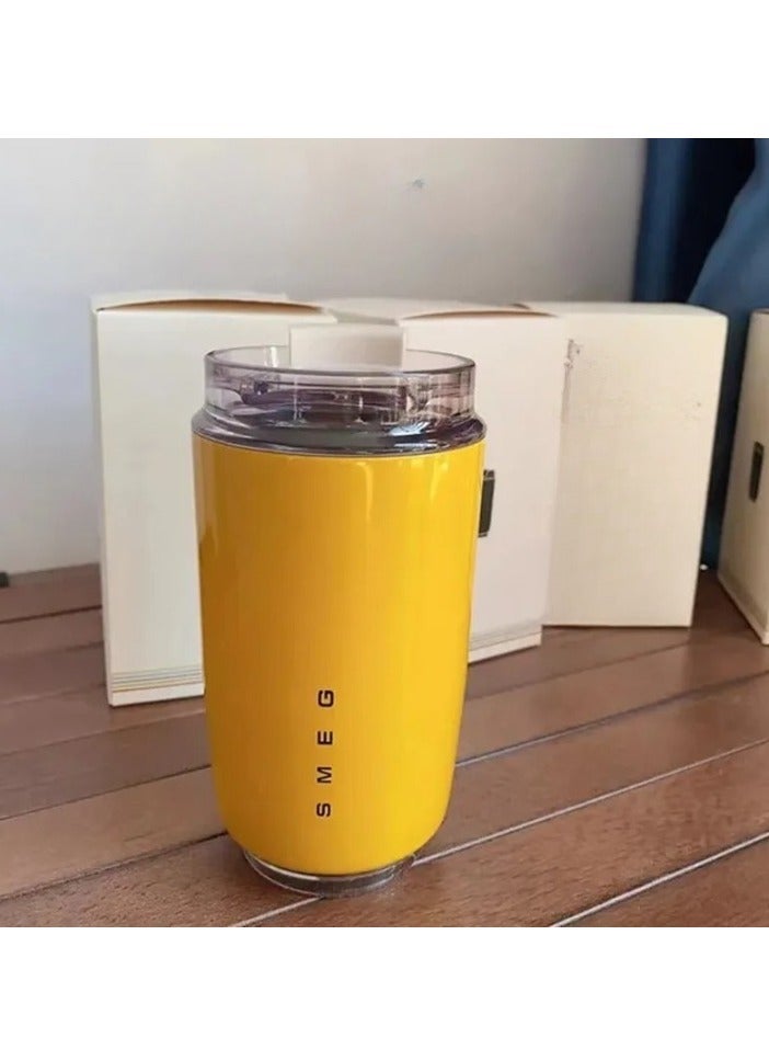 smeg Travel Mug, Insulated Coffee Tumbler, Leak Proof Stainless Steel Thermal Reusable Coffee Cup, Lightweight And Portable Drink Container For Office Traveling, (Pack Of 2pcs, 350ML, Yellow And Green) - Image 2