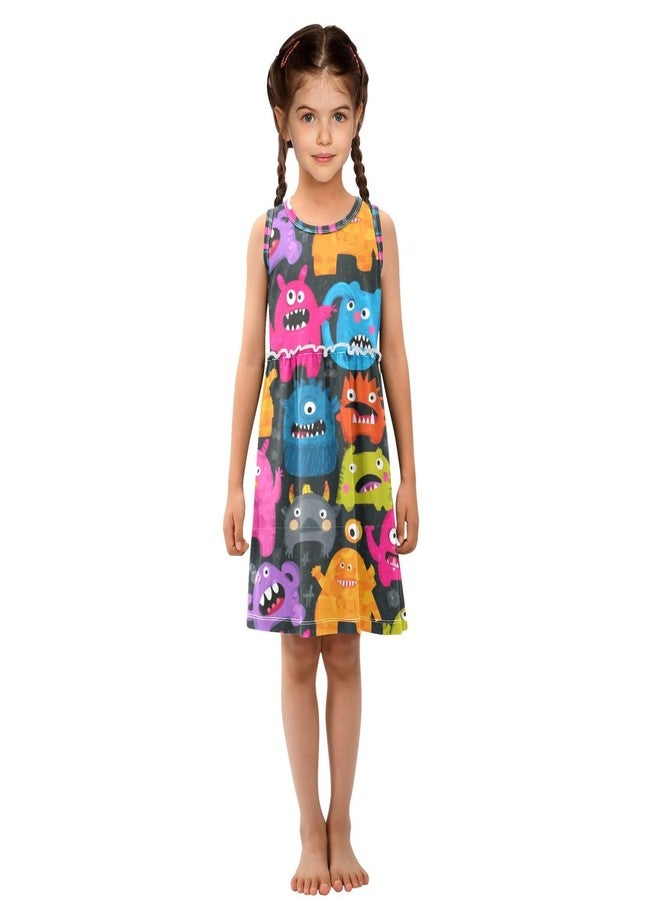 Boccsty Cartoon Monsters Girls Dress Kids Toddler Casual Dresses Summer Dresses 3T - Image 2