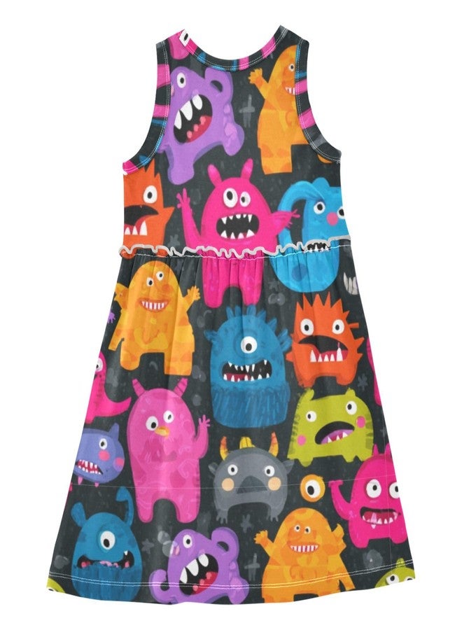 Boccsty Cartoon Monsters Girls Dress Kids Toddler Casual Dresses Summer Dresses 3T - Image 4